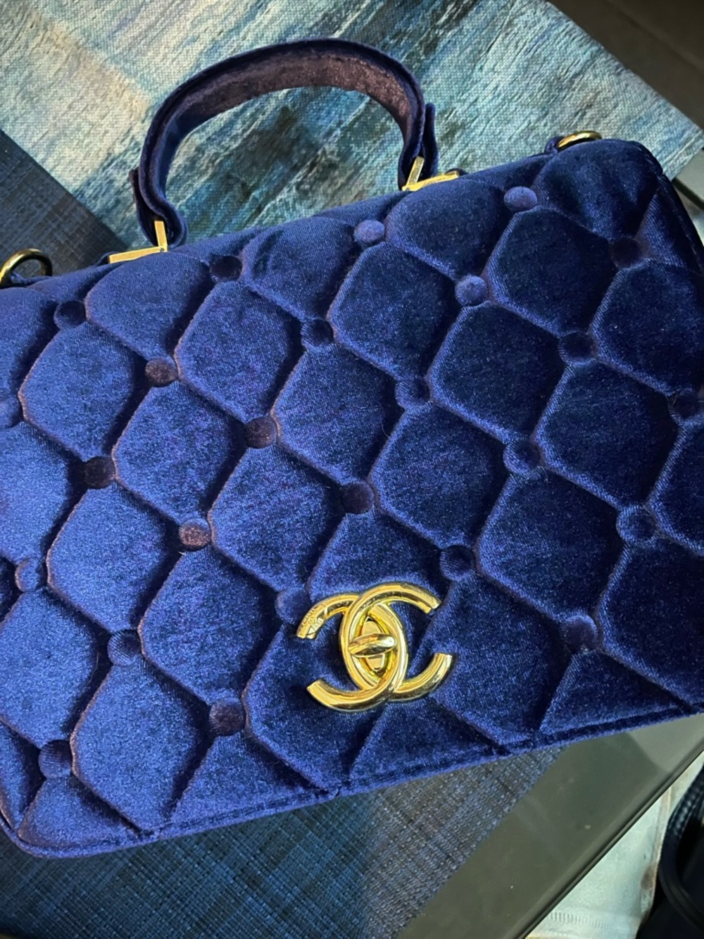 CHANEL “Inspired” Quilted Velvet Top Handle Bag Crossbody Handbag - Picture 5 of 10